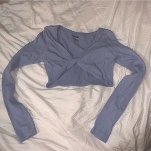 Light Blue Garage Long Sleeve Twist Top